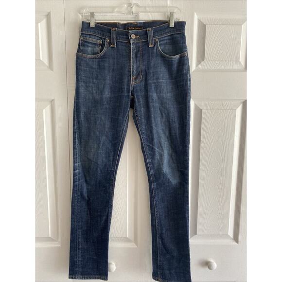 Nudie Jeans Men's Thin Finn Dark Wash Denim Straight Leg Jeans‎ 31x32 - Picture 1 of 7